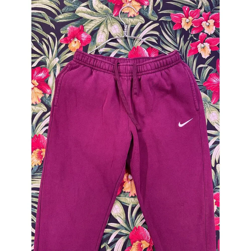 Nike Burgundy White Swoosh Sweatpants Size Medium